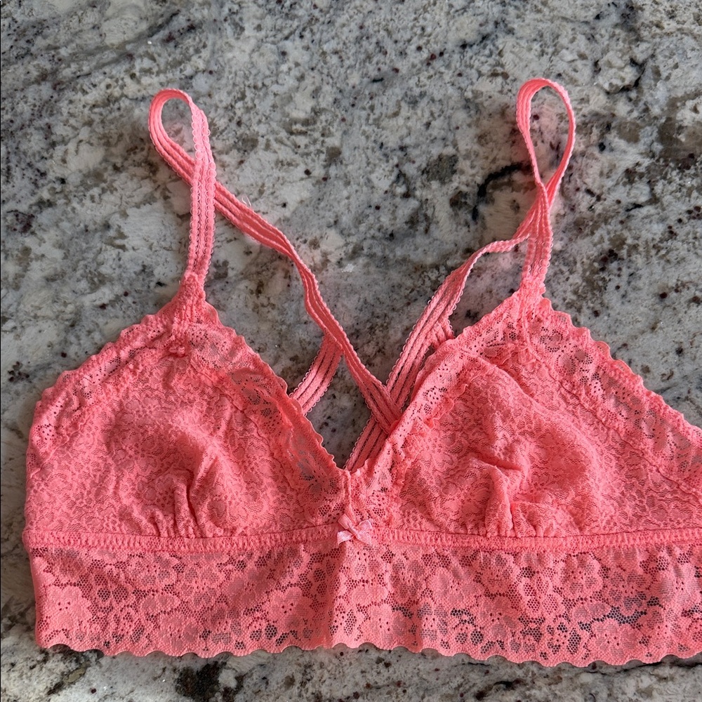 aerie Coral Lace Bralette — Pink